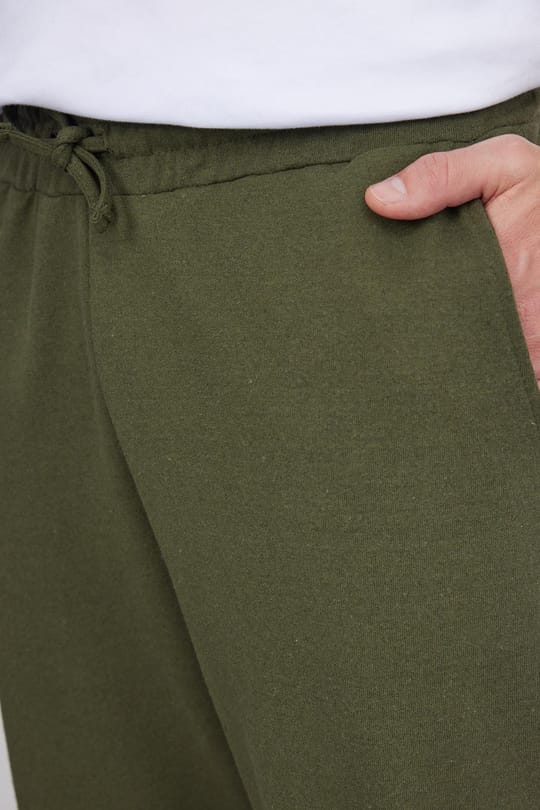 Erkek Regular Fit Klasik Kesim Beli Bağcıklı Jogger Cepli Lastikli Paça Haki Eşofman Altı