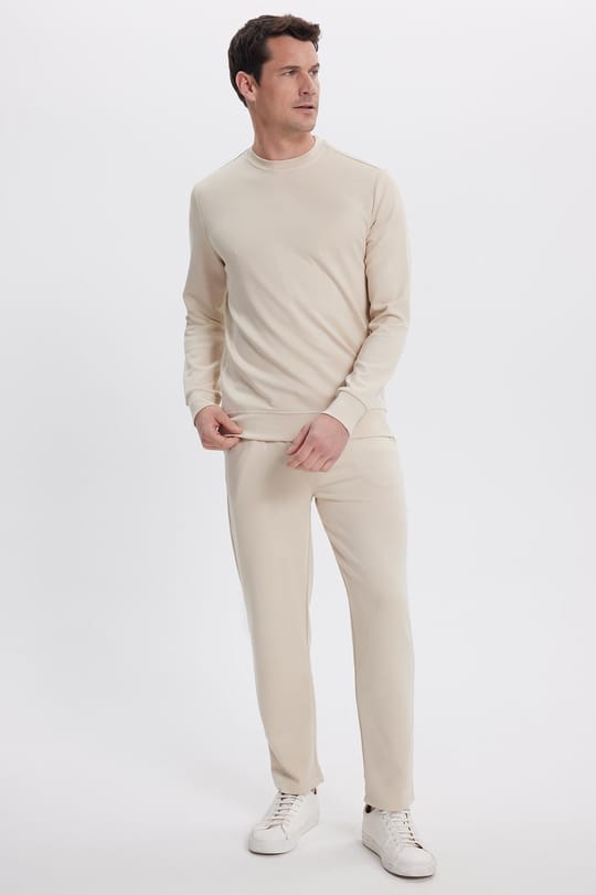 Erkek Slim Fit Dar Kesim Beli Bağcıklı 3 Cepli Geniş Paça Kemik Eşofman Altı