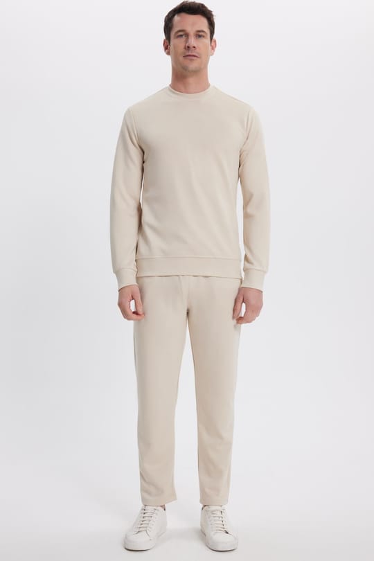Erkek Slim Fit Dar Kesim Beli Bağcıklı 3 Cepli Geniş Paça Kemik Eşofman Altı