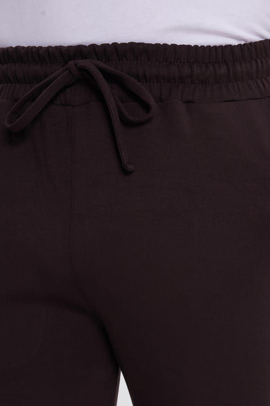 Erkek Slim Fit Dar Kesim Beli Bağcıklı 3 Cepli Geniş Paça Koyu Kahve Eşofman Altı