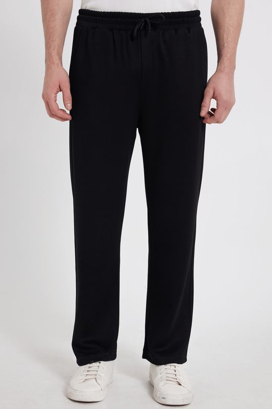 Erkek Siyah Baggy Fit Rahat Kesim Modal Kumaş Soft Doku Beli Bağcıklı Yan Cepli Eşofman Altı