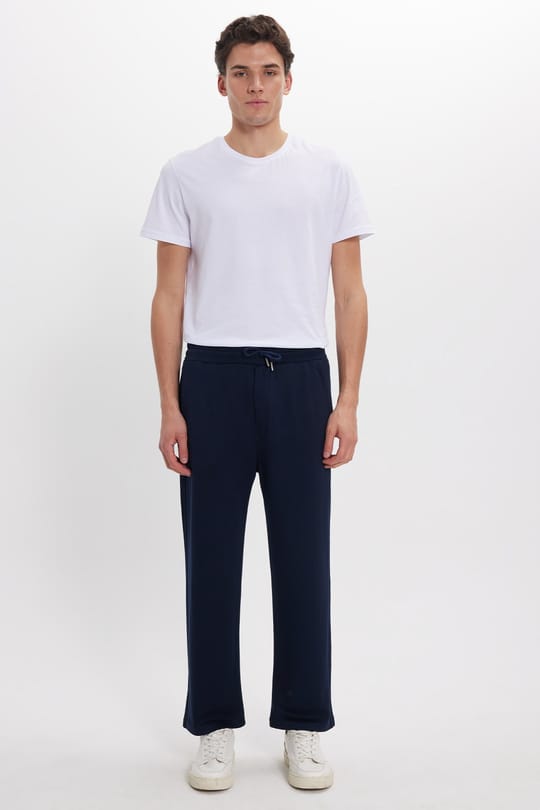 Erkek Lacivert Baggy Fit Rahat Kesim Modal Kumaş Soft Doku Beli Bağcıklı Yan Cepli Eşofman Altı