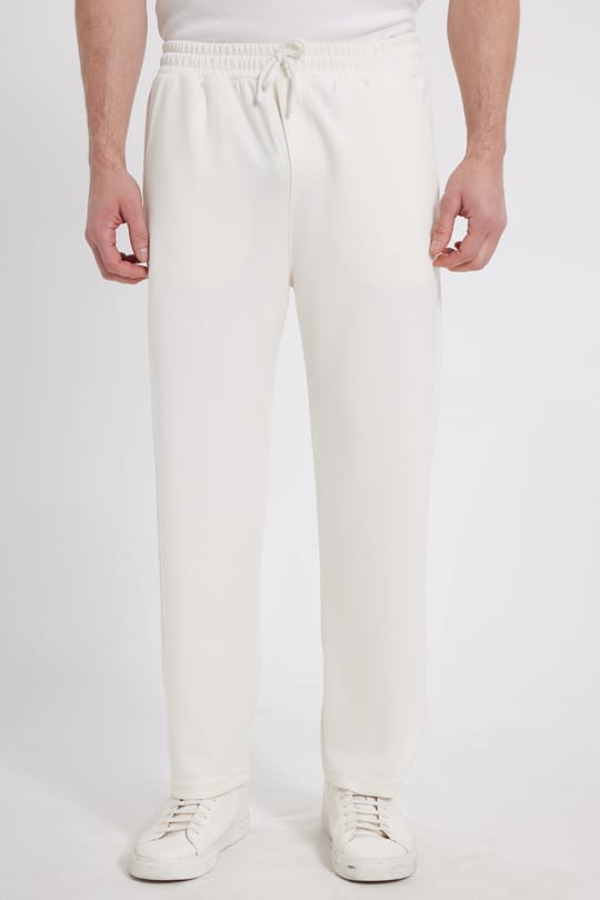Erkek Ekru Baggy Fit Rahat Kesim Modal Kumaş Soft Doku Beli Bağcıklı Yan Cepli Eşofman Altı