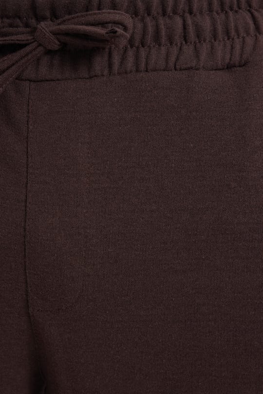 Erkek Kahverengi Pamuklu Baggy Fit Rahat Kesim Beli Bağcıklı Yan Cepli Örme Eşofman Altı
