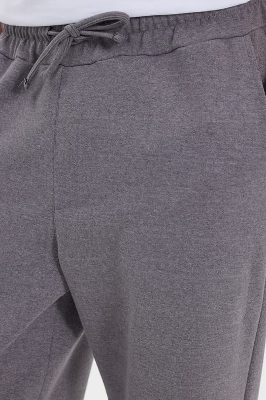 Erkek Gri Pamuklu Baggy Fit Rahat Kesim Beli Bağcıklı Yan Cepli Örme Eşofman Altı