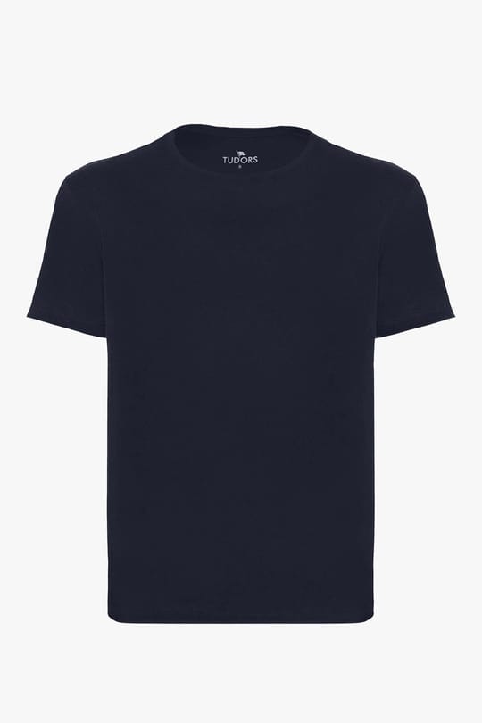 Unisex Slim Fit Dar Kesim %100 Pamuk Yumuşak Dokulu Lacivert Bisiklet Yaka Tişört