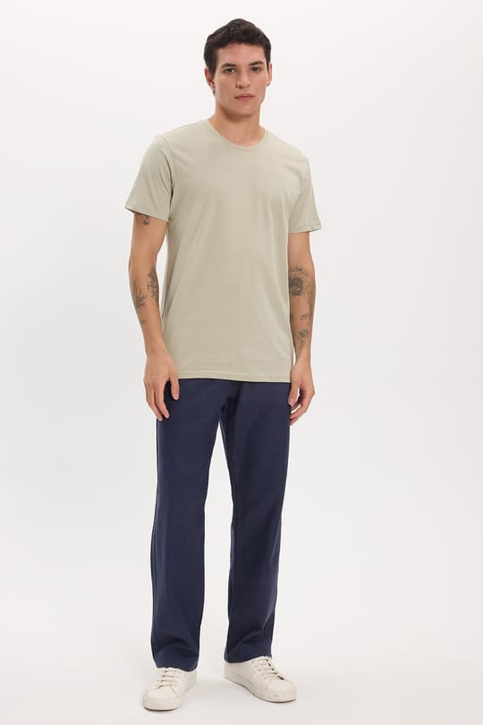 Unisex Slim Fit Dar Kesim %100 Pamuk Yumuşak Dokulu Yeşil Bisiklet Yaka Tişört