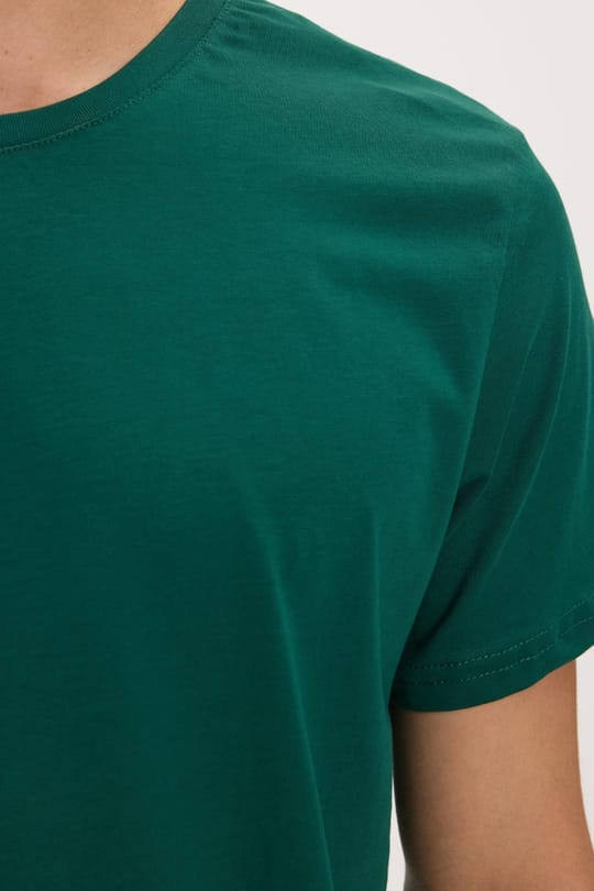 Unisex Slim Fit Dar Kesim %100 Pamuk Yumuşak Dokulu Yeşil Bisiklet Yaka Tişört