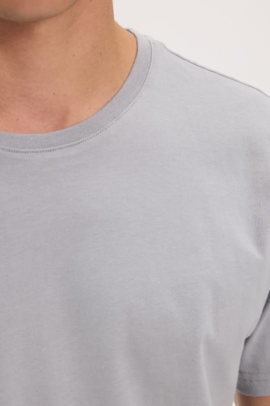 Unisex Slim Fit Dar Kesim %100 Pamuk Yumuşak Dokulu Gri Bisiklet Yaka Tişört