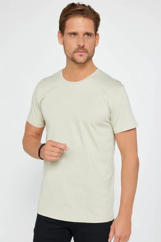 Unisex 5li Paket Lacivert-Taş-Haki-Bordo-A.Mavi Slim Fit Dar Kesim %100 Pamuk Bisiklet Yaka Tişört