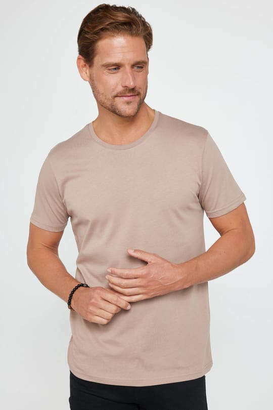 Unisex 5li Paket Siyah-Beyaz-Lacivert-Vizon-Gri Slim Fit Dar Kesim %100 Pamuk Bisiklet Yaka Tişört