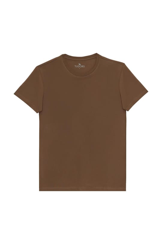 Unisex 5li Paket Beyaz-Mor-Gri-Kahverengi-Siyah Slim Fit Dar Kesim %100 Pamuk Bisiklet Yaka Tişört