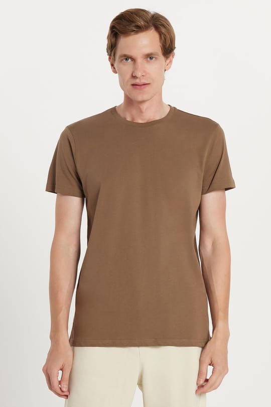 Unisex 5li Pkt Siyah-Beyaz-Taş-Kahvereng-Kiremit Slim Fit Dar Kesim %100 Pamuk Bisiklet Yaka Tişört