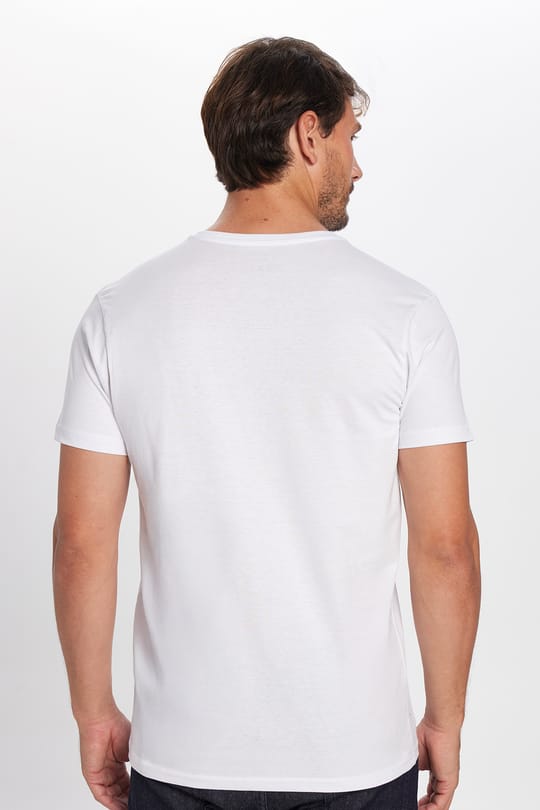 Erkek Slim Fit Dar Kesim %100 Pamuk Yumuşak Dokulu Beyaz V Yaka Tişört