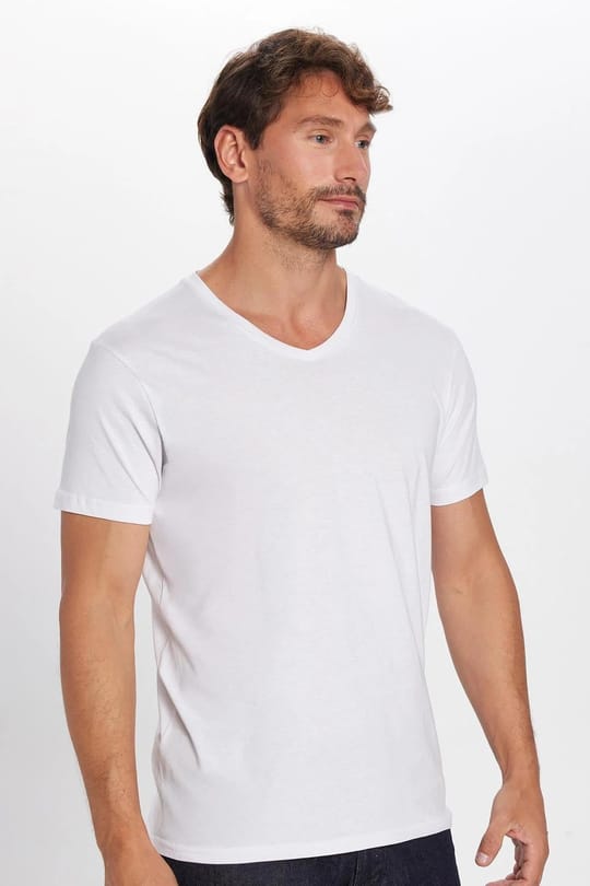 Unisex 5li Paket Siyah-Beyaz Slim Fit Dar Kesim %100 Pamuk V Yaka Tişört