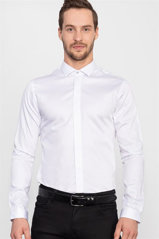 SUPER SLIM FIT LONG SLV LY COTTON NELIA GÖMLEK EXCLUSIVE - PLAIN