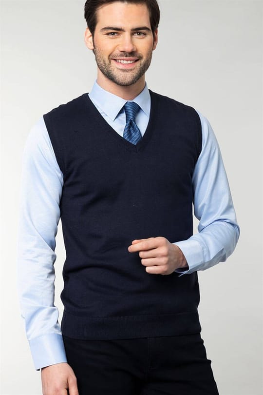 Slim Fit Dar Kesim V Yaka Kendinden Desenli Erkek Süveter