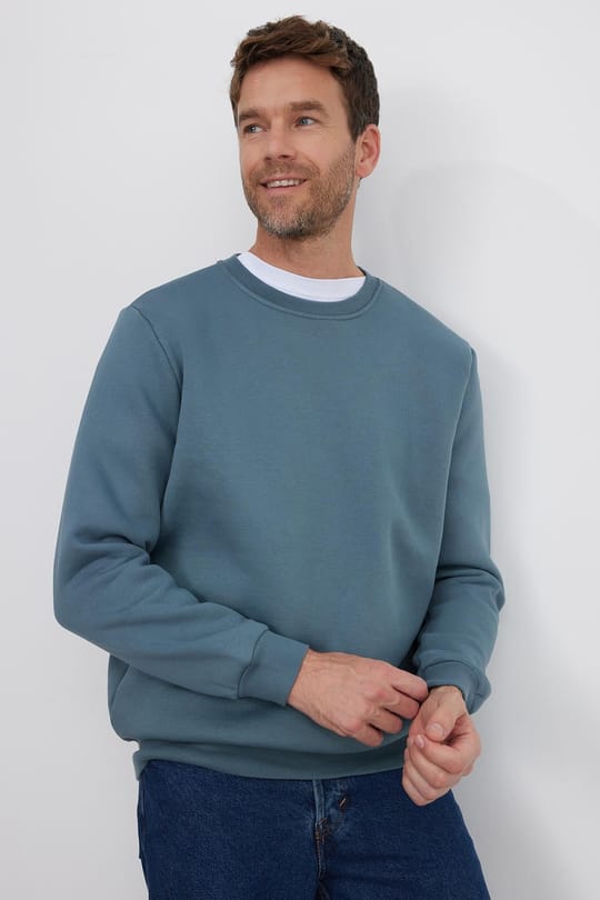 Unisex Relax Fit Rahat Kesim Pamuklu 3 İplik İçi Polarlı Gri Bisiklet Yaka Sweatshirt