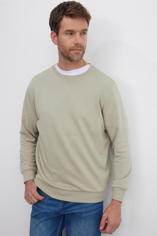 Unisex Relax Fit Rahat Kesim %100 Pamuk 3 İplik Basic Taş Bisiklet Yaka Sweatshirt