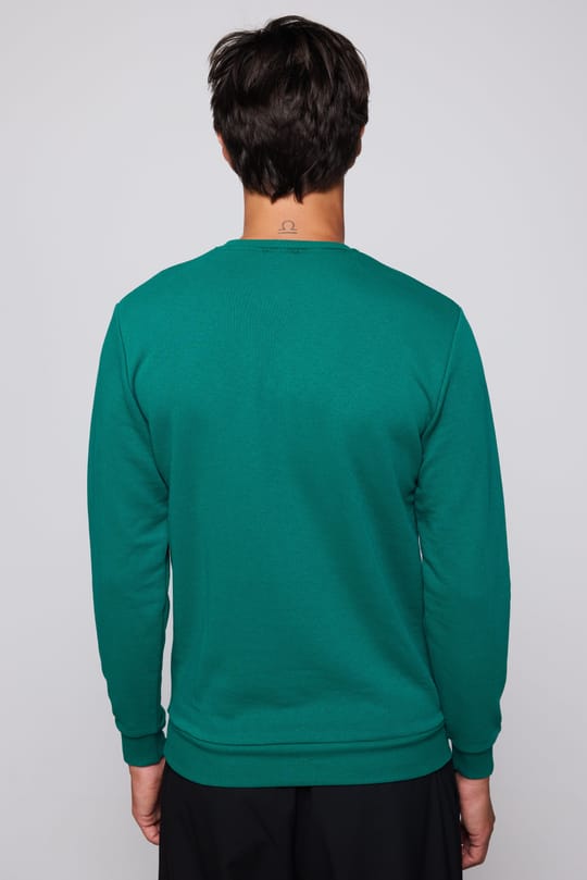Unisex Relax Fit Rahat Kesim %100 Pamuk 3 İplik Basic Yeşil Bisiklet Yaka Sweatshirt