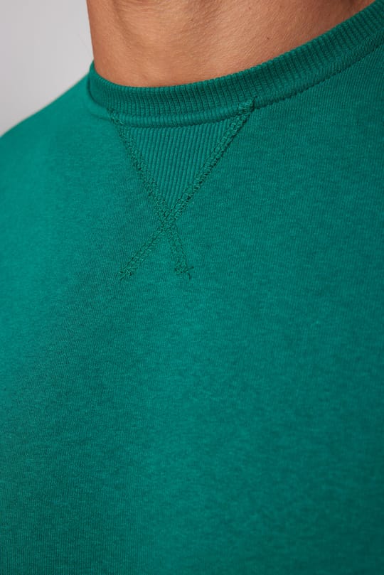 Unisex Relax Fit Rahat Kesim %100 Pamuk 3 İplik Basic Yeşil Bisiklet Yaka Sweatshirt