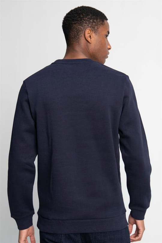 Unisex Oversize Geniş Kesim %100 Pamuk Yumuşak Dokulu İçi Polarlı Önü Parçalı Lacivert Bisiklet Yaka Sweatshirt