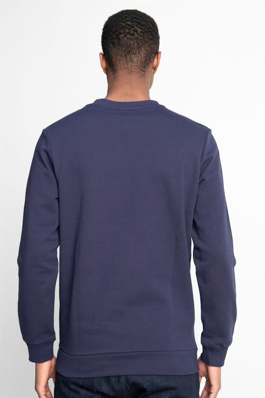 Unisex Oversize Geniş Kesim %100 Pamuk Yumuşak Dokulu İçi Polarlı Önü Parçalı Lacivert Bisiklet Yaka Sweatshirt