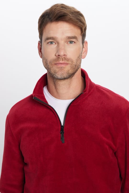 Unisex Standart Fit Rahat Kesim Tüylenme Yapmayan Soğuk Geçirmez  Bordo Dik Yaka Polar Sweatshirt