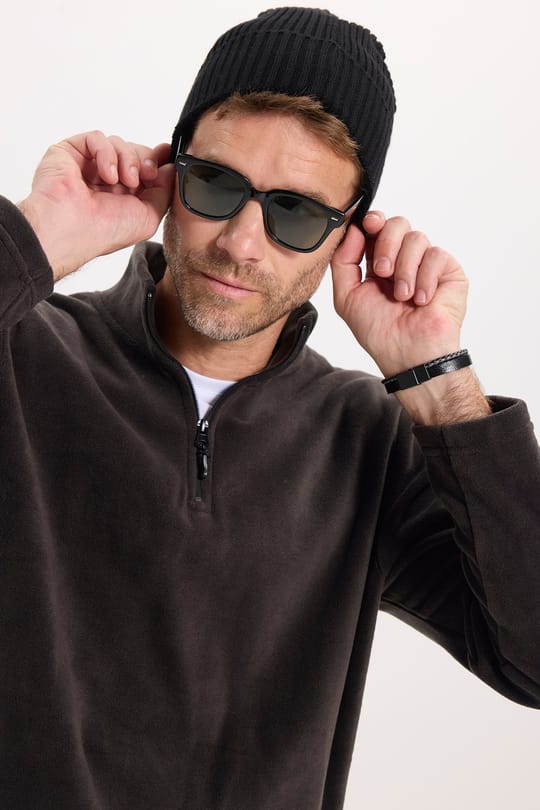 Unisex Standart Fit Tüylenmeye Karşı Dirençli Soğuğa Karşı Dayanıklı Füme Dik Bato Yaka Polar Sweatshirt