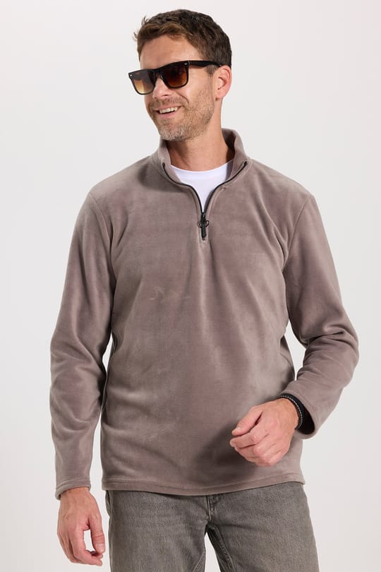 Unisex Standart Fit Tüylenmeye Karşı Dirençli Soğuğa Karşı Dayanıklı Gri Bato Yaka Polar Sweatshirt