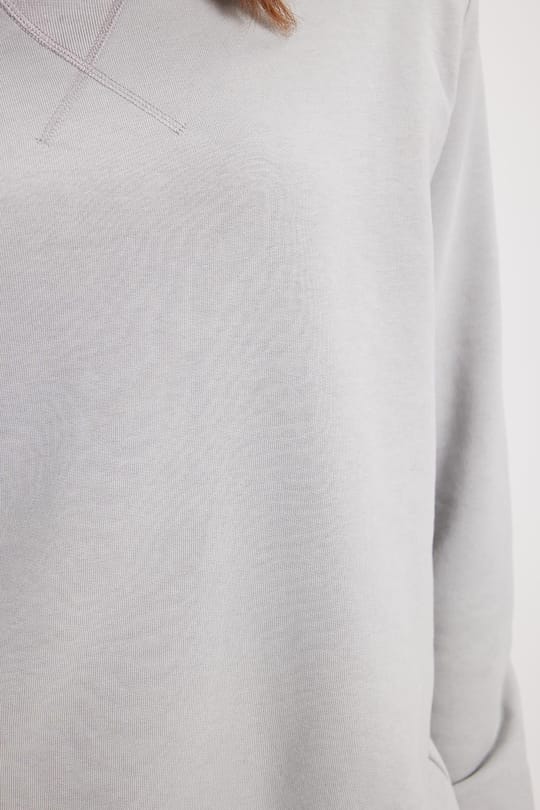 Kadın Oversize Geniş Kesim %100 Pamuk 3 İplik Basic Taş Bisiklet Yaka Sweatshirt
