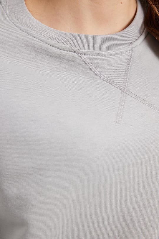 Kadın Oversize Geniş Kesim %100 Pamuk 3 İplik Basic Taş Bisiklet Yaka Sweatshirt