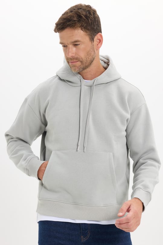 Unisex Oversize Geniş Kesim Pamuklu Yumuşak Dokulu İçi Polarlı Basic Taş Renk Kapüşonlu Sweatshirt
