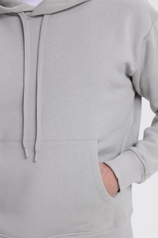 Unisex Oversize Geniş Kesim Pamuklu Yumuşak Dokulu İçi Polarlı Basic Taş Renk Kapüşonlu Sweatshirt