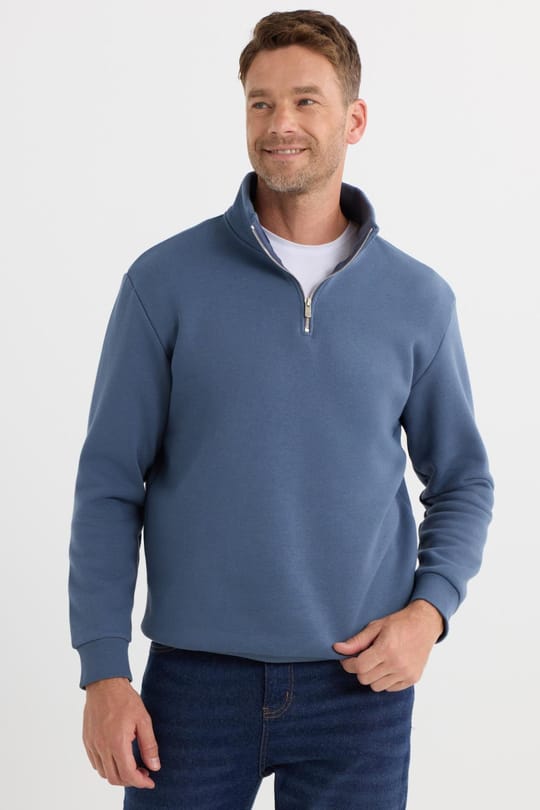 Pamuklu Dik Yaka Fermuarlı Unisex Sweatshirt