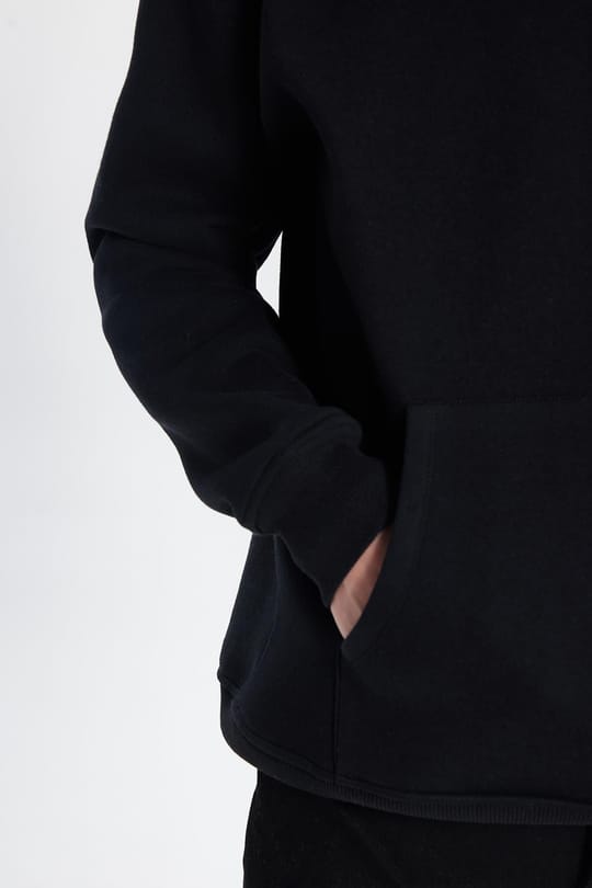 Unisex Oversize Geniş Kesim Pamuklu Yumuşak Dokulu İçi Polarlı Basic Siyah Kapüşonlu Sweatshirt