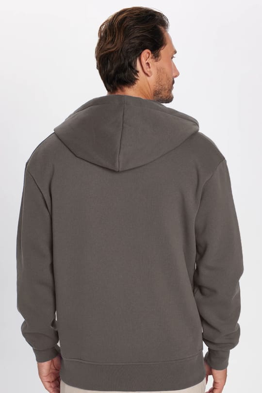 Unisex Relax Fit Rahat Kesim Pamuklu İçi Polarlı Çift Cepli Fermuarlı Gri Kapüşonlu Sweatshirt
