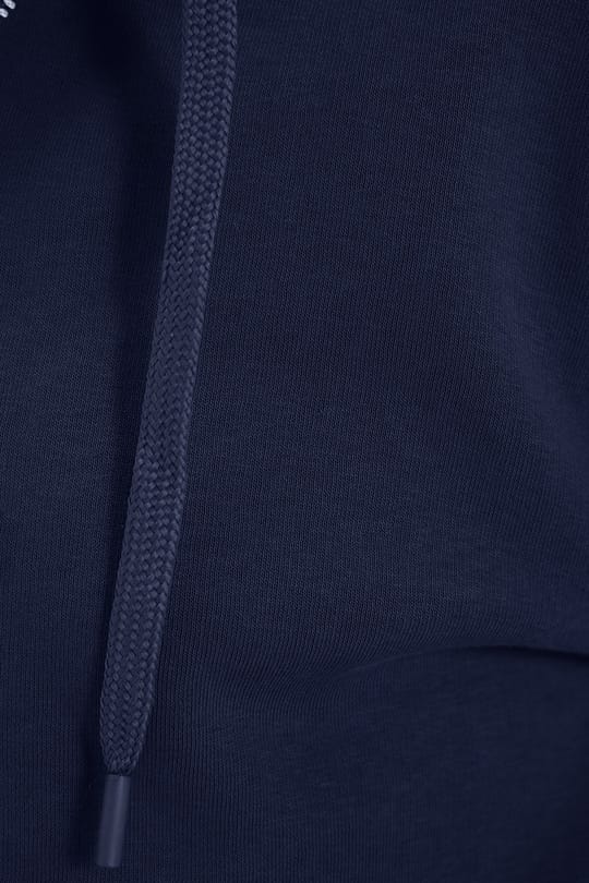 Unisex Relax Fit Rahat Kesim Pamuklu İçi Polarlı Çift Cepli Fermuarlı Lacivert Kapüşonlu Sweatshirt