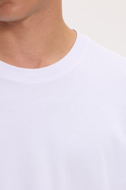 Unisex Relax Fit Rahat Kesim %100 Pamuk Uzun Kollu Bisiklet Yaka Beyaz Basic Tişört