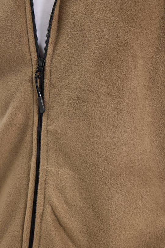 Unisex Haki Tüylenmeye Karşı Dirençli Standart Fit Tam Fermuarlı Soğuğa Karşı Dayanıklı Polar Hırka