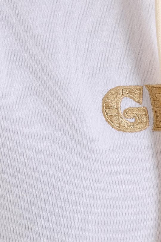 Erkek Oversize Geniş Kesim Pamuklu Baskılı Beyaz Kapüşonlu Sweatshirt