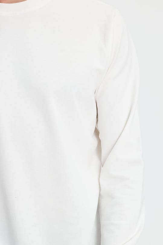 Erkek Relax Fit Rahat Kesim %100 Pamuk 2 İplik Bisiklet Yaka Beyaz Sweatshirt