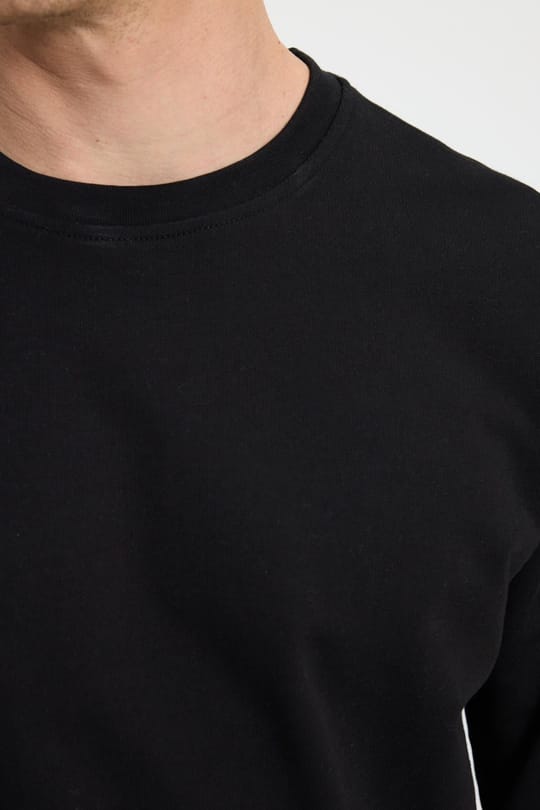 Erkek Relax Fit Rahat Kesim %100 Pamuk 2 İplik Bisiklet Yaka Siyah Sweatshirt