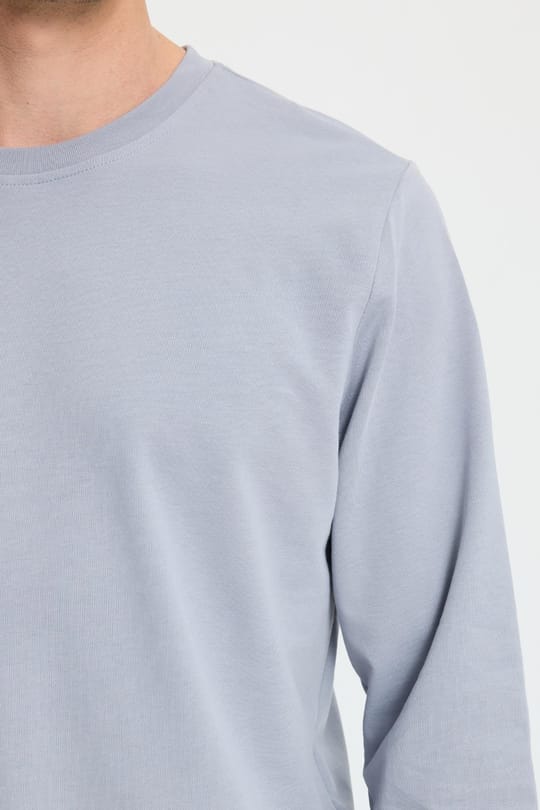 Erkek Relax Fit Rahat Kesim %100 Pamuk 2 İplik Bisiklet Yaka Açık Gri Sweatshirt