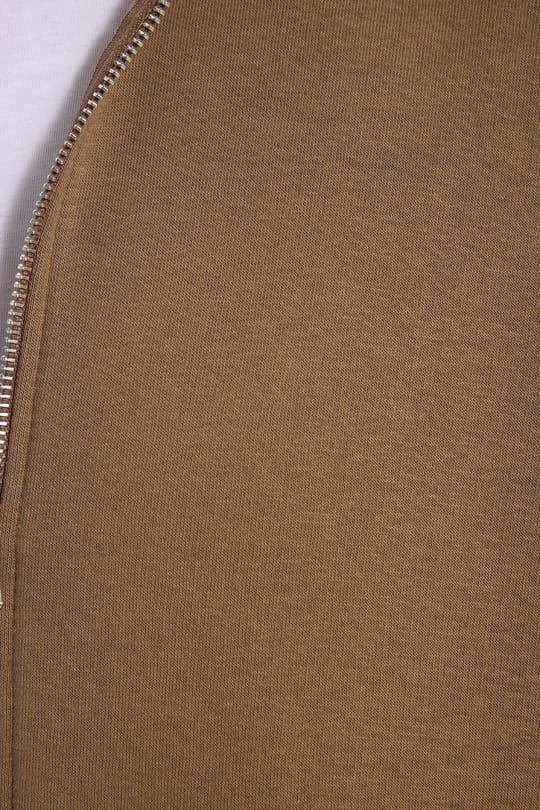 Unisex Relax Fit Rahat Kesim Pamuklu 3 İplik İçi Polarlı Fermuarlı Kahverengi Cepli Sweatshirt Hırka