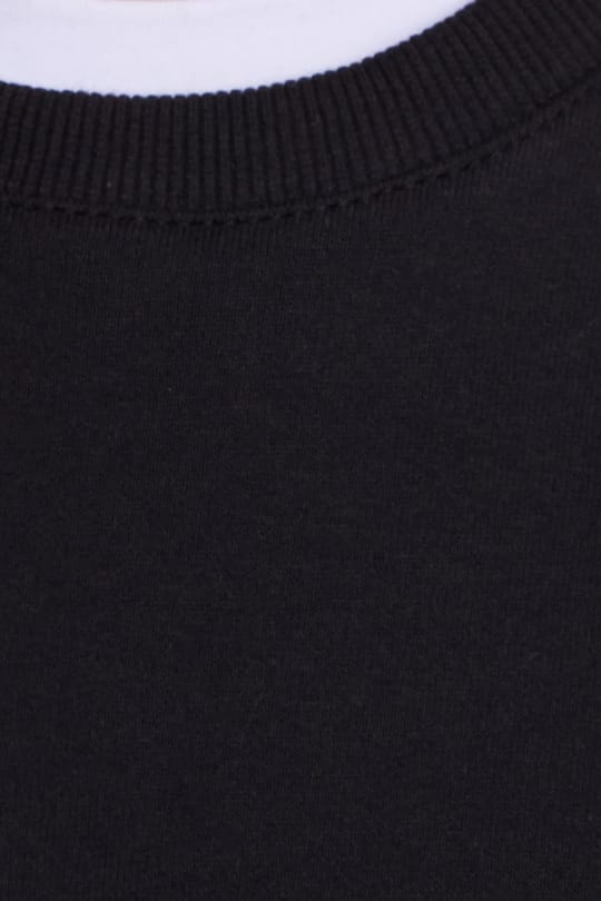 Kadın Oversize Geniş Kesim Pamuklu Bisiklet Yaka Siyah Sweatshirt