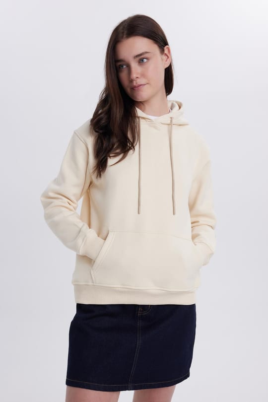 Kadın Relax Fit Rahat Kesim Pamuklu Kapüşonlu Kanguru Cepli Taş Sweatshirt