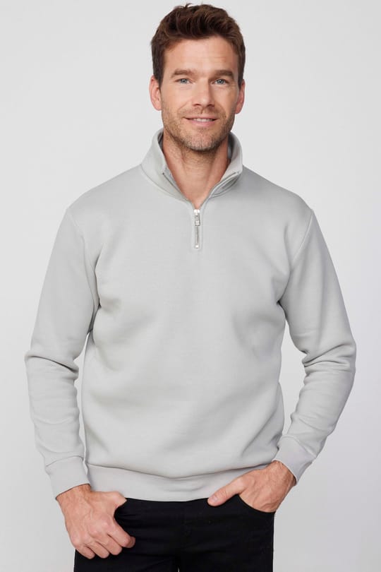 Unisex 3lü Paket Taş-Mavi-Saks Mavi Relax Fit Pamuklu Yarım Fermuarlı Dik Yaka Sweatshirt