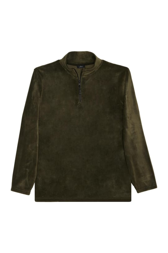 Unisex 3lü Paket Siyah-Gri-Haki Standart Fit Tüylenme Yapmayan Soğuk Geçirmez Polar Sweatshirt