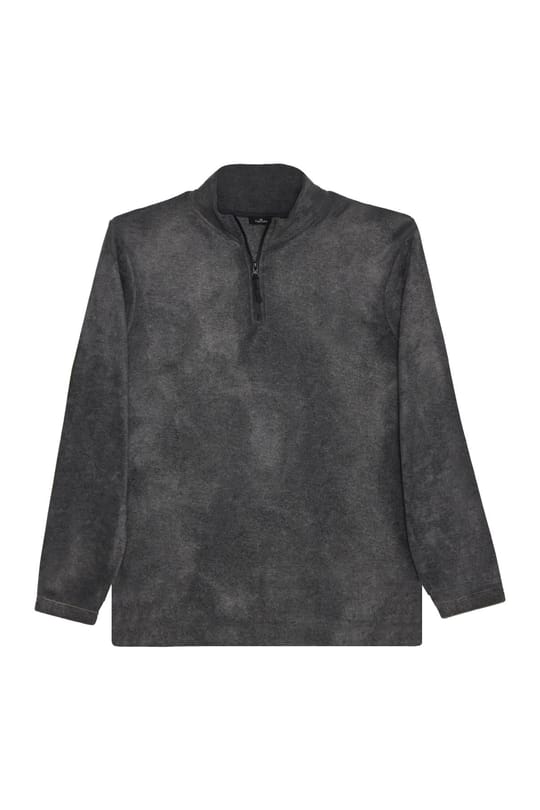 Unisex 3lü Paket Siyah-Gri-Haki Standart Fit Tüylenme Yapmayan Soğuk Geçirmez Polar Sweatshirt